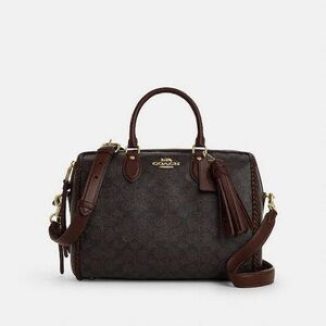 NWT Coach Braided Rowan Large Satchel Bag Signature Canvas